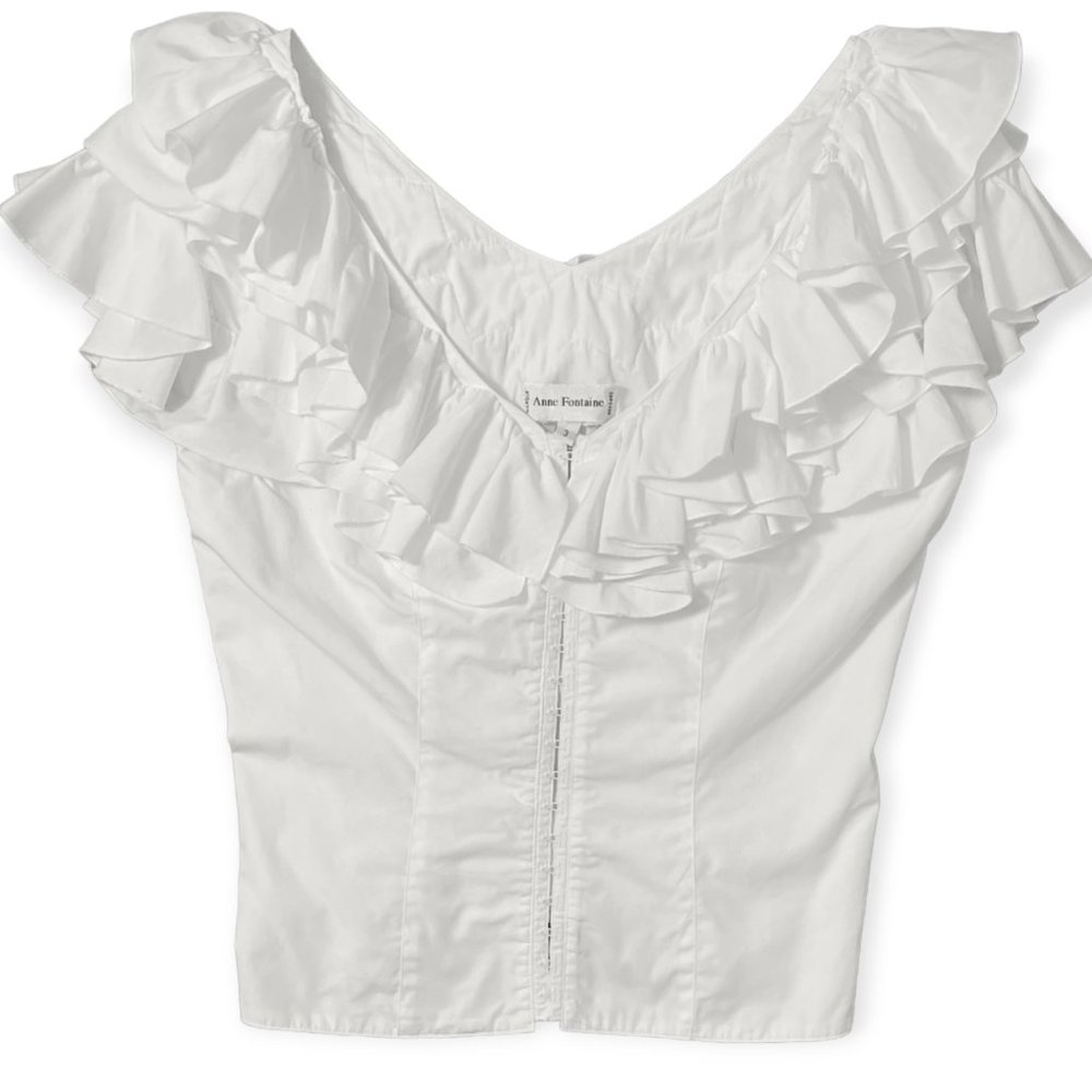 Ann Fontaine Sleeveless Layered Ruffled Blouse Size 3